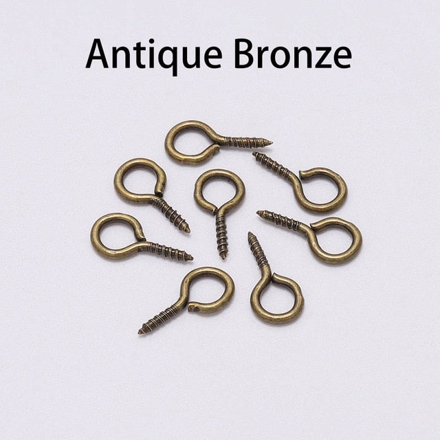 200pcs Small Tiny Mini Eye Pins Eyepins Hooks Eyelets Screw Threaded Gold  Clasps Hooks Jewelry Findings For Making DIY