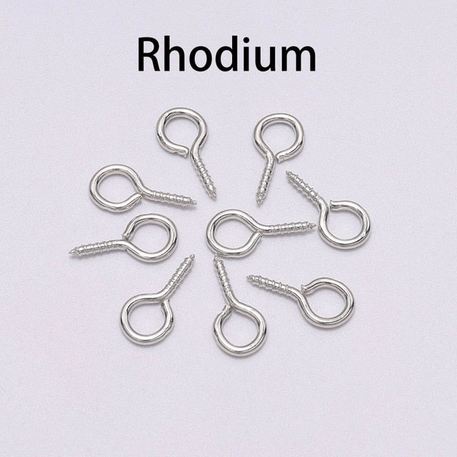 200pcs Small Tiny Mini Eye Pins Eyepins Hooks Eyelets Screw Threaded Gold  Clasps Hooks Jewelry Findings For Making DIY