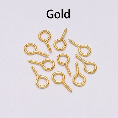 200pcs Small Tiny Mini Eye Pins Eyepins Hooks Eyelets Screw Threaded Gold  Clasps Hooks Jewelry Findings For Making DIY