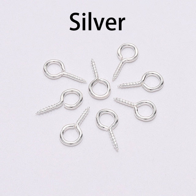 200pcs Small Tiny Mini Eye Pins Eyepins Hooks Eyelets Screw Threaded Gold  Clasps Hooks Jewelry Findings For Making DIY