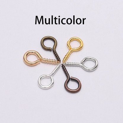 200pcs Small Tiny Mini Eye Pins Eyepins Hooks Eyelets Screw Threaded Gold  Clasps Hooks Jewelry Findings For Making DIY