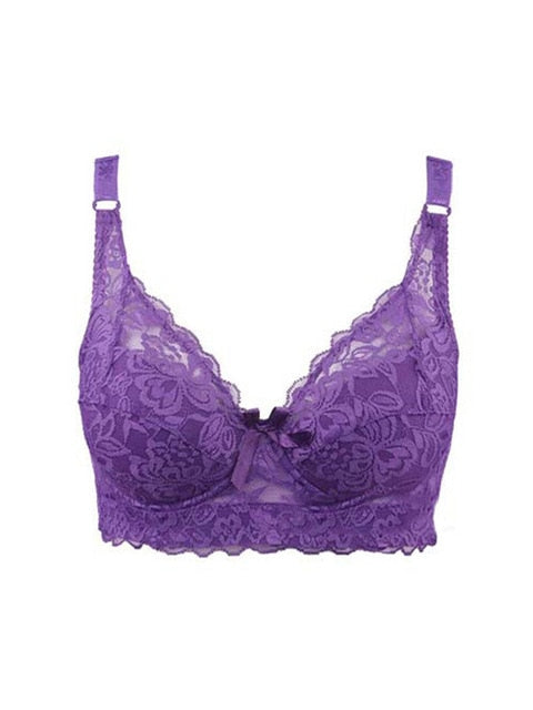 Hot Full cup thin underwear small bra plus size wireless adjustable lace Women's bra breast cover B C D cup Large size Lace Bras