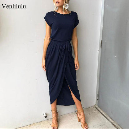 2020 Long Party Dresses Plus Size Summer Short Sleeve Women Dress Elegant Maxi Loose Vestidos Casual Sundresses Female XXL XXXL