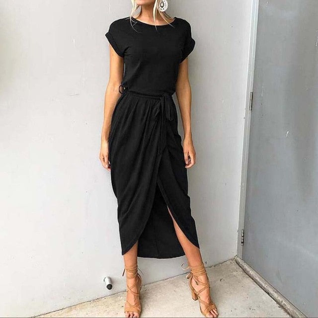 2020 Long Party Dresses Plus Size Summer Short Sleeve Women Dress Elegant Maxi Loose Vestidos Casual Sundresses Female XXL XXXL