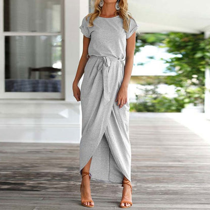 2020 Long Party Dresses Plus Size Summer Short Sleeve Women Dress Elegant Maxi Loose Vestidos Casual Sundresses Female XXL XXXL