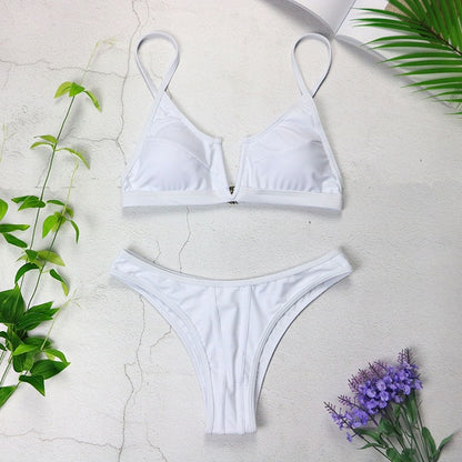 Sexy Bandeau Bikinis 2020 New V Neck Bikini Swimsuits Push Up Swimwear Female Brazilian Bikini Set Bathing Suits Biquini 3418
