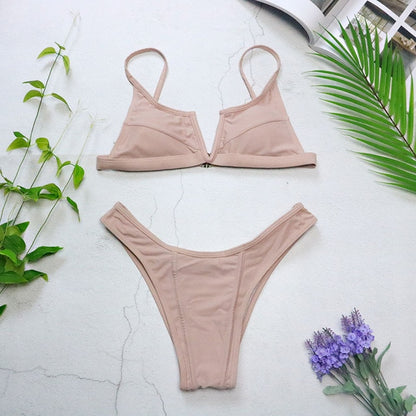 Sexy Bandeau Bikinis 2020 New V Neck Bikini Swimsuits Push Up Swimwear Female Brazilian Bikini Set Bathing Suits Biquini 3418