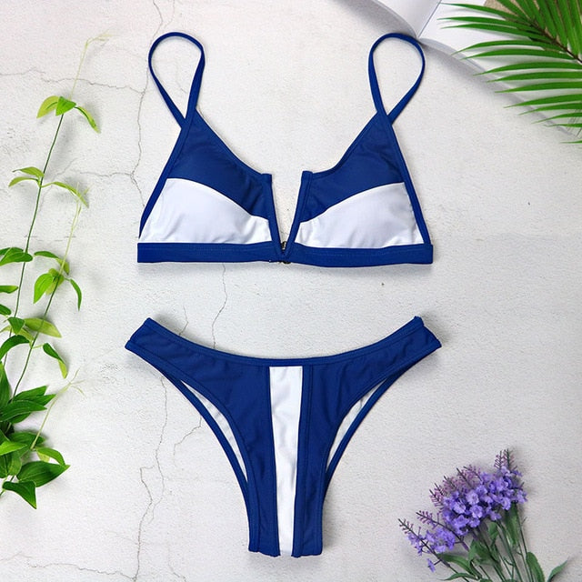 Sexy Bandeau Bikinis 2020 New V Neck Bikini Swimsuits Push Up Swimwear Female Brazilian Bikini Set Bathing Suits Biquini 3418
