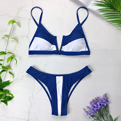 Sexy Bandeau Bikinis 2020 New V Neck Bikini Swimsuits Push Up Swimwear Female Brazilian Bikini Set Bathing Suits Biquini 3418