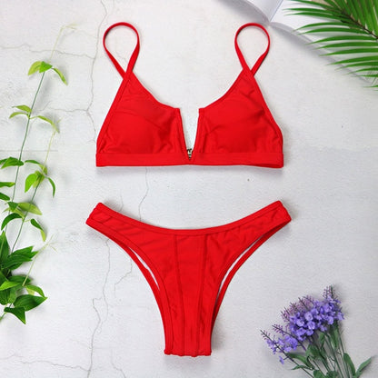 Sexy Bandeau Bikinis 2020 New V Neck Bikini Swimsuits Push Up Swimwear Female Brazilian Bikini Set Bathing Suits Biquini 3418
