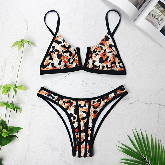 Sexy Bandeau Bikinis 2020 New V Neck Bikini Swimsuits Push Up Swimwear Female Brazilian Bikini Set Bathing Suits Biquini 3418