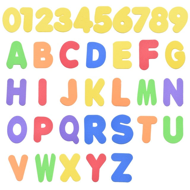 Alphanumeric Letter Puzzle Bath Toys Soft EVA Kids Baby Bathroom Water Toys Early Educational Suction Up Fish Bathing Toy