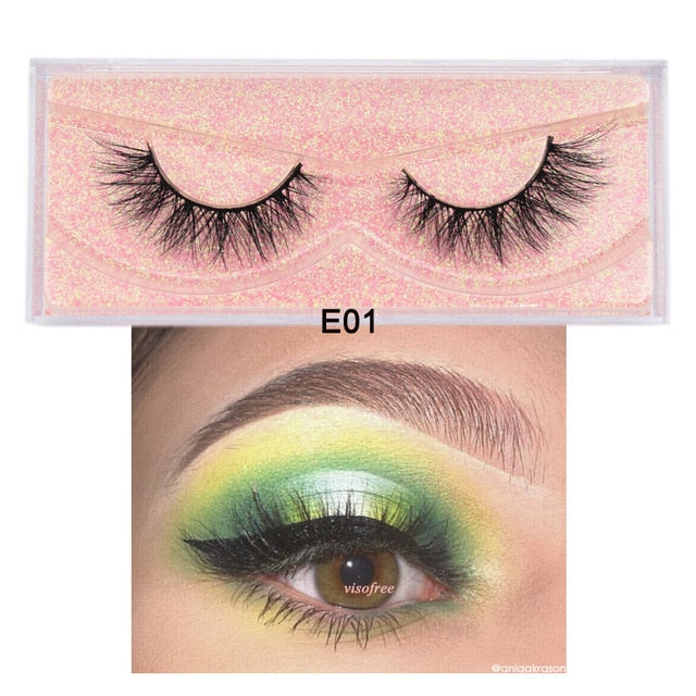 Visofree Mink Eyelashes 100% Cruelty free Handmade 3D Mink Lashes Full Strip Lashes Soft False Eyelashes Makeup  Lashes E11