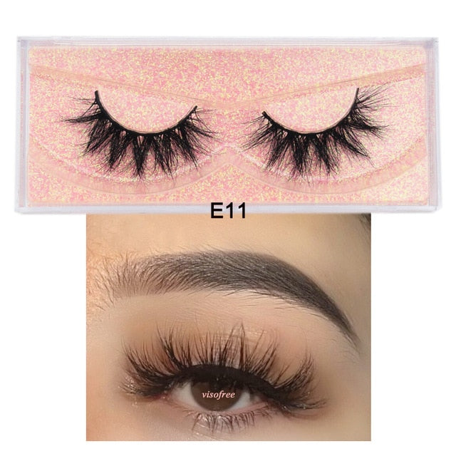 Visofree Mink Eyelashes 100% Cruelty free Handmade 3D Mink Lashes Full Strip Lashes Soft False Eyelashes Makeup  Lashes E11
