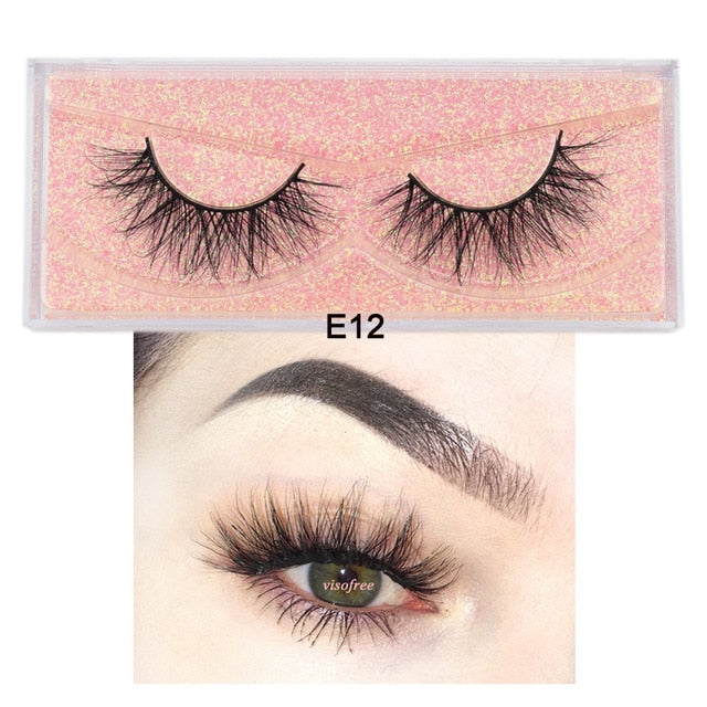 Visofree Mink Eyelashes 100% Cruelty free Handmade 3D Mink Lashes Full Strip Lashes Soft False Eyelashes Makeup  Lashes E11