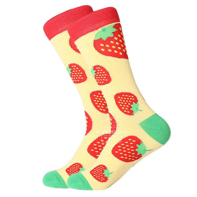 MYORED 1 pair men socks cotton funny crew socks cartoon animal fruit dog women socks novelty gift socks for spring autumn winter