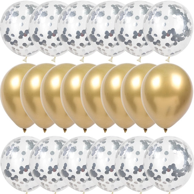 20Pcs Gold Confetti Balloons Set Chrome ballon Birthday decor Kids Party Wedding Decoration Wedding Anniversary globos Metallic