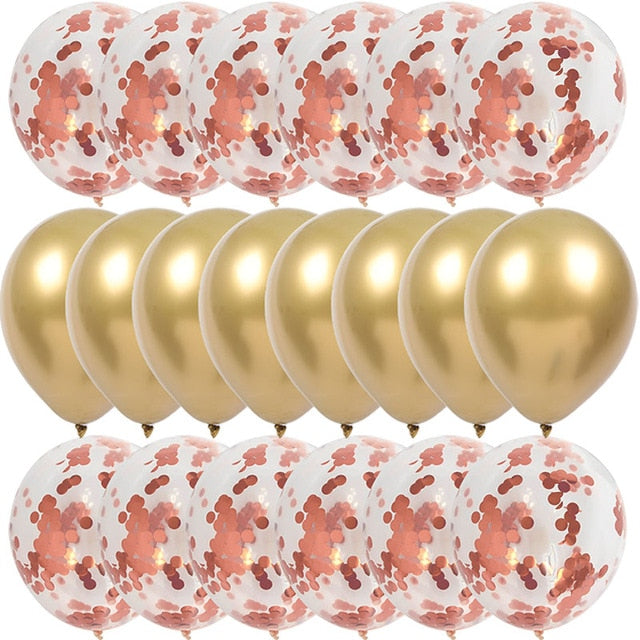 20Pcs Gold Confetti Balloons Set Chrome ballon Birthday decor Kids Party Wedding Decoration Wedding Anniversary globos Metallic
