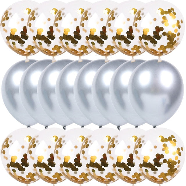 20Pcs Gold Confetti Balloons Set Chrome ballon Birthday decor Kids Party Wedding Decoration Wedding Anniversary globos Metallic