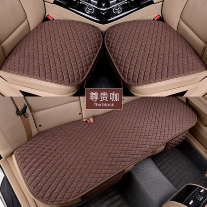 Flax Car Seat Covers Front/Rear/ Full Set Choose Car Seat Cushion Linen Fabric Seat Pad Protector Car Accessories Anti-slip