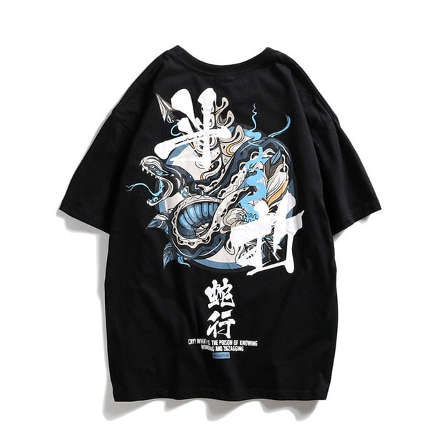 Special Japanese Tide brand short-sleeved men and women summer street hip hop T-shirt Chinese style lovers with half sleeves