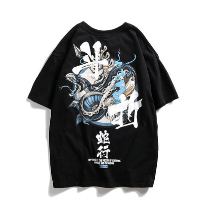 Special Japanese Tide brand short-sleeved men and women summer street hip hop T-shirt Chinese style lovers with half sleeves