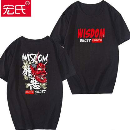 Special Japanese Tide brand short-sleeved men and women summer street hip hop T-shirt Chinese style lovers with half sleeves