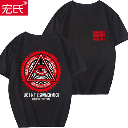 Special Japanese Tide brand short-sleeved men and women summer street hip hop T-shirt Chinese style lovers with half sleeves