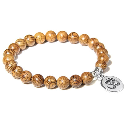 Handmade Natural Stone Lotus Ohm Buddha Beads Bracelet Pink Zebra Stone Lotus Charm Bracelet for Women Men Yoga  Jewelry Gifts