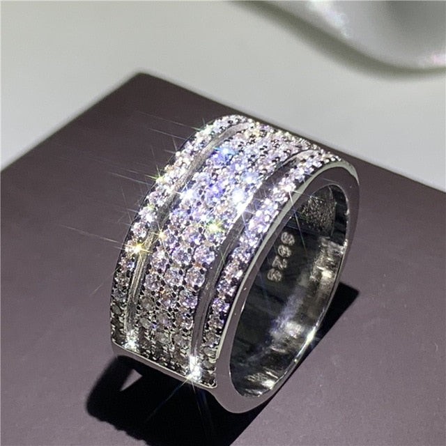 Handmade Eternity Promise ring 925 Sterling silver AAAA cz Engagement Wedding Band Rings for women Men Finger Party Jewelry