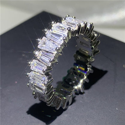 Handmade Eternity Promise ring 925 Sterling silver AAAA cz Engagement Wedding Band Rings for women Men Finger Party Jewelry