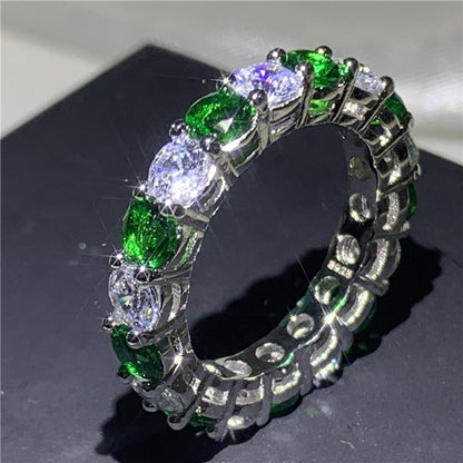 Handmade Eternity Promise ring 925 Sterling silver AAAA cz Engagement Wedding Band Rings for women Men Finger Party Jewelry