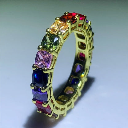 Handmade Eternity Promise ring 925 Sterling silver AAAA cz Engagement Wedding Band Rings for women Men Finger Party Jewelry