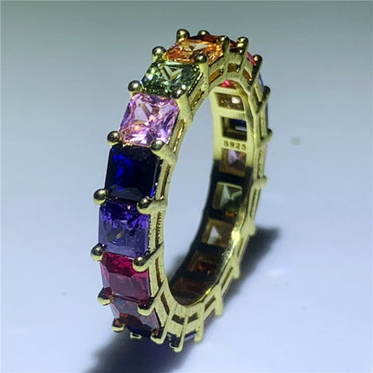 Handmade Eternity Promise ring 925 Sterling silver AAAA cz Engagement Wedding Band Rings for women Men Finger Party Jewelry