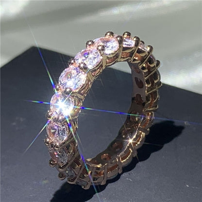Handmade Eternity Promise ring 925 Sterling silver AAAA cz Engagement Wedding Band Rings for women Men Finger Party Jewelry