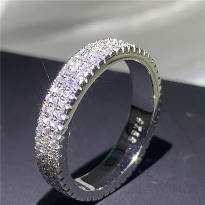 Handmade Eternity Promise ring 925 Sterling silver AAAA cz Engagement Wedding Band Rings for women Men Finger Party Jewelry