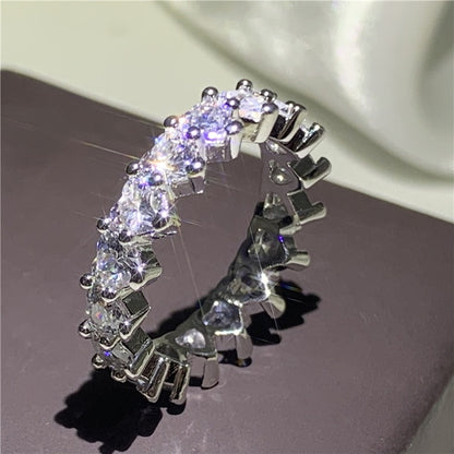 Handmade Eternity Promise ring 925 Sterling silver AAAA cz Engagement Wedding Band Rings for women Men Finger Party Jewelry