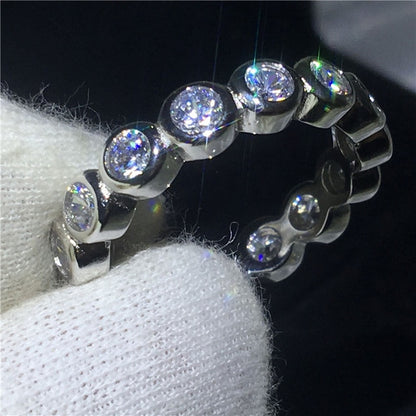 Handmade Eternity Promise ring 925 Sterling silver AAAA cz Engagement Wedding Band Rings for women Men Finger Party Jewelry