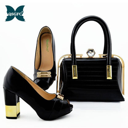 New Arrival royal blue Color African Women Matching Italian Shoes and Bag Set Decorated with Rhinestone small size design