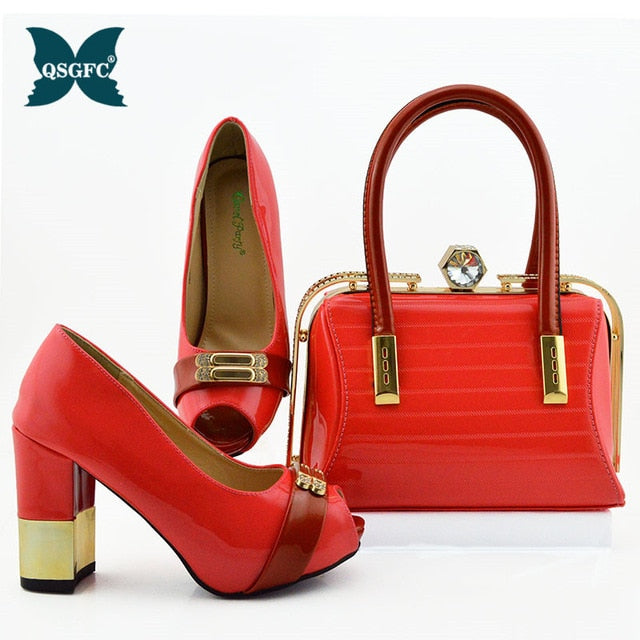 New Arrival royal blue Color African Women Matching Italian Shoes and Bag Set Decorated with Rhinestone small size design