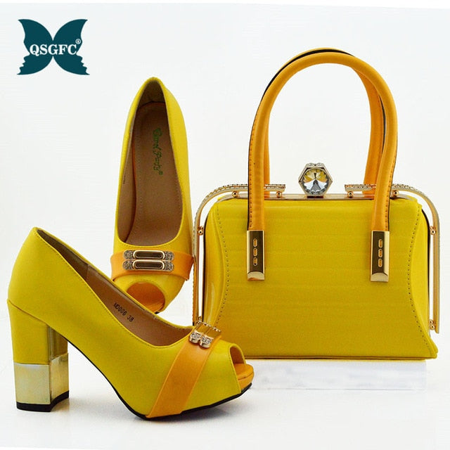 New Arrival royal blue Color African Women Matching Italian Shoes and Bag Set Decorated with Rhinestone small size design