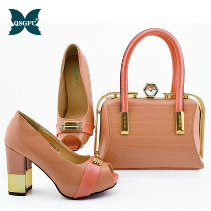 New Arrival royal blue Color African Women Matching Italian Shoes and Bag Set Decorated with Rhinestone small size design
