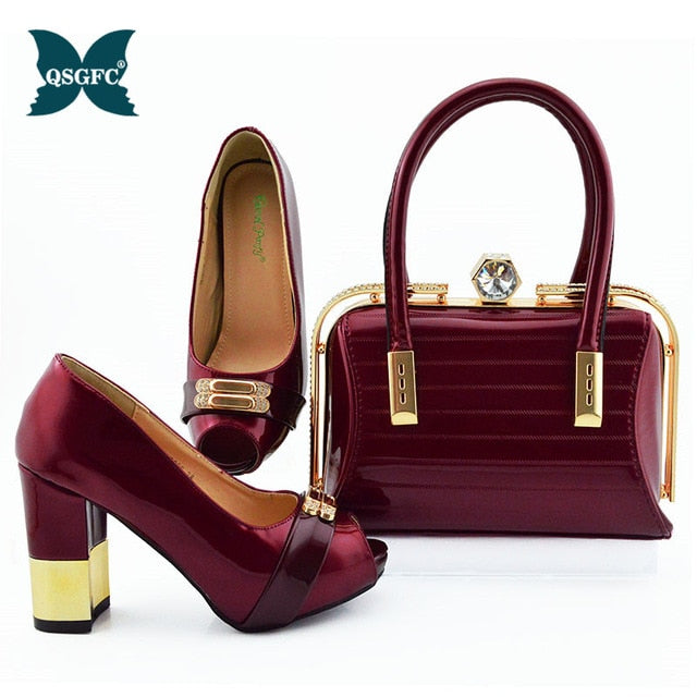 New Arrival royal blue Color African Women Matching Italian Shoes and Bag Set Decorated with Rhinestone small size design