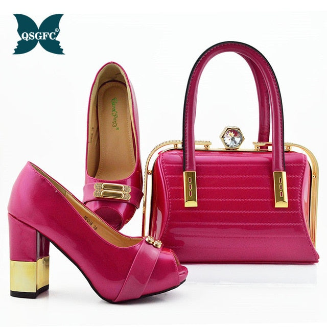 New Arrival royal blue Color African Women Matching Italian Shoes and Bag Set Decorated with Rhinestone small size design