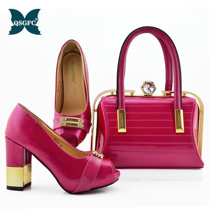 New Arrival royal blue Color African Women Matching Italian Shoes and Bag Set Decorated with Rhinestone small size design
