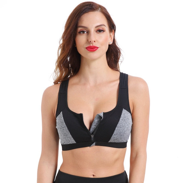 SEXYWG Women Zipper Push Up Sports Bras Shockproof  Underwear Running Vest Gym Workout Running Tops Sportswear Yoga Sport Top