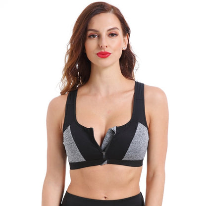 SEXYWG Women Zipper Push Up Sports Bras Shockproof  Underwear Running Vest Gym Workout Running Tops Sportswear Yoga Sport Top