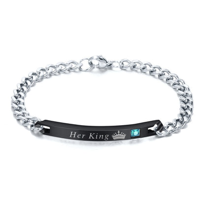 Customized Jewelry Free Engraving Couple Bracelets Stainless Steel Crystal Charm Bracelets For Women Men