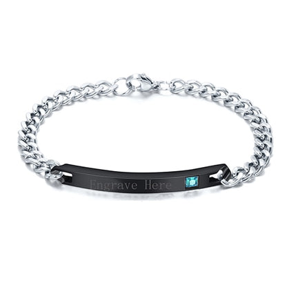 Customized Jewelry Free Engraving Couple Bracelets Stainless Steel Crystal Charm Bracelets For Women Men