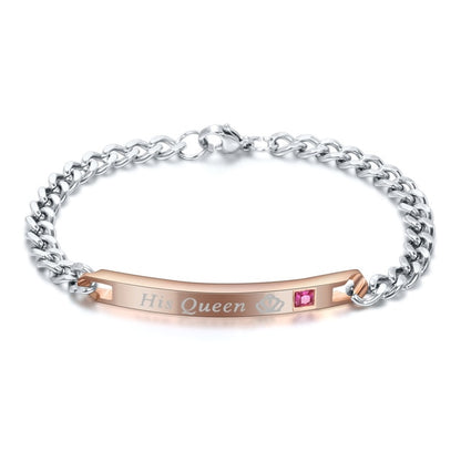 Customized Jewelry Free Engraving Couple Bracelets Stainless Steel Crystal Charm Bracelets For Women Men